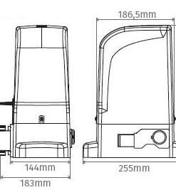 Kit motor puerta corredera Bravo 500kg 230v con cremallera de nylon 10, medidas del motor