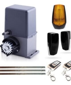 Kit motor puerta corredera Artemis 800 kg con cremallera de acero, fotocélulas, lampara y mandos a distancia, kit completo para motorizar puertas correderas hasta 800kg