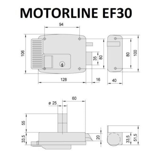 Cerradura eléctrica Motorline EF30 Izquierda
