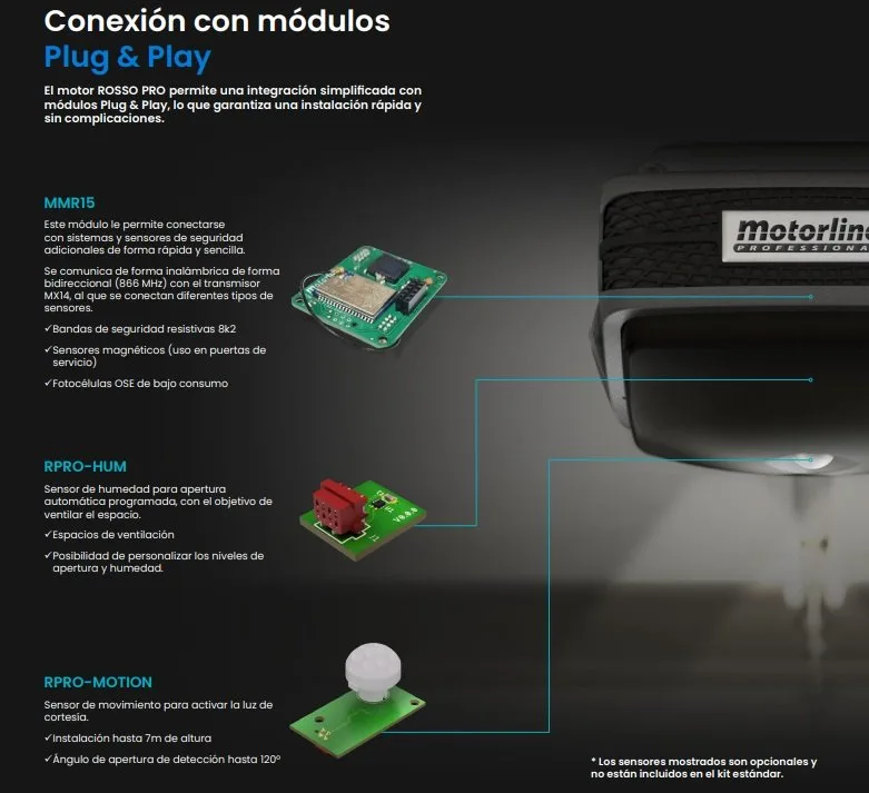 Kit motor puerta de garaje seccional Motorline Rosso Pro 02
