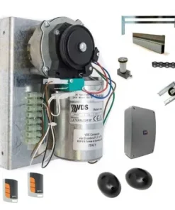 Kit motor puerta basculante contrapesada 24v guía 3 metros. Kit de motor completo con herrajes para puertas basculantes de 1 o 2 hojas contrapesadas.
