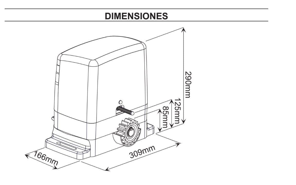 medidas motor para puerta corredera de 800kg - vds carrera 800k