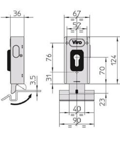 Electro cerradura suelo VIRO V06 sin cilindro 2