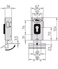 Electro cerradura suelo VIRO V06 sin cilindro 2